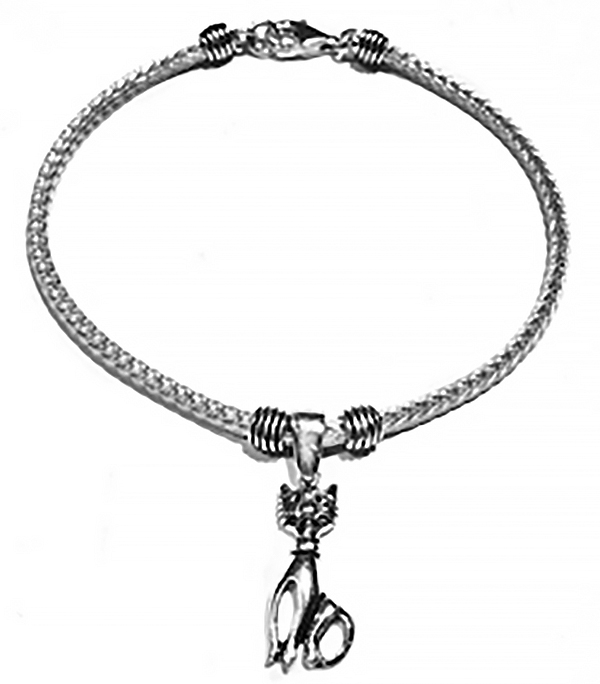 Sterling Silver Thematic Charm Bracelet Cat 9 gram ID # 6614 - Click Image to Close
