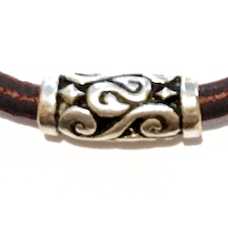 Red Leather Bracelet with Sterling Silver ID # 6663 - Click Image to Close