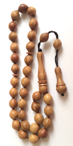 Rare Wood Tasbih Islamic Prayer Beads 10x8 mm w/ ring ID # 6686 - Click Image to Close