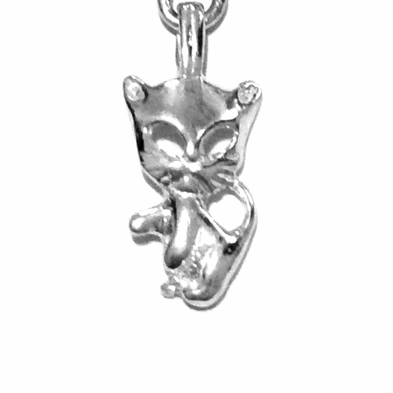 Sterling Silver Charm Pendant Cat 2 cm 1.3 gram ID # 6705 - Click Image to Close