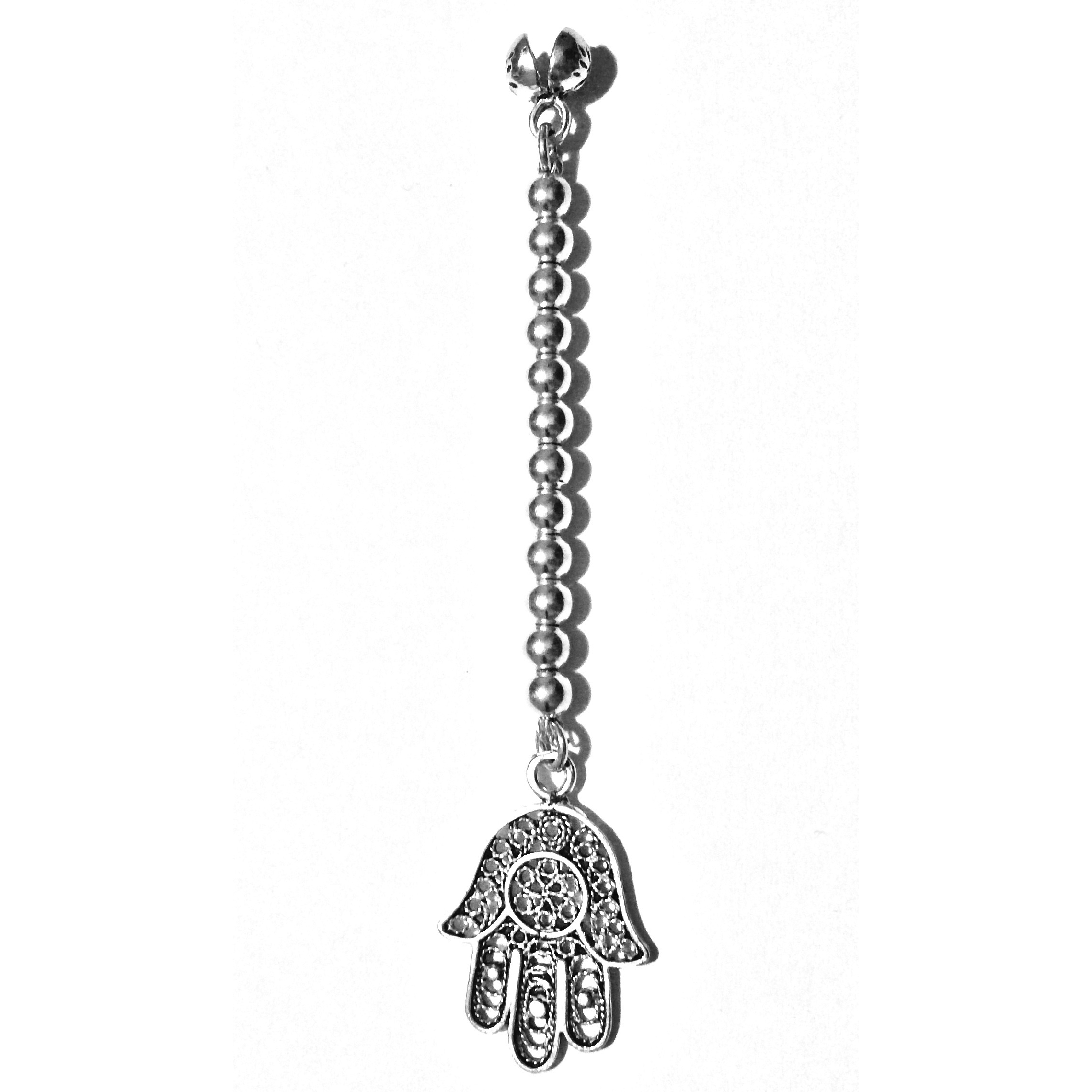 Sterling silver tasbih top with Hamsa 4 gram 85 mm ID # 6714 - Click Image to Close
