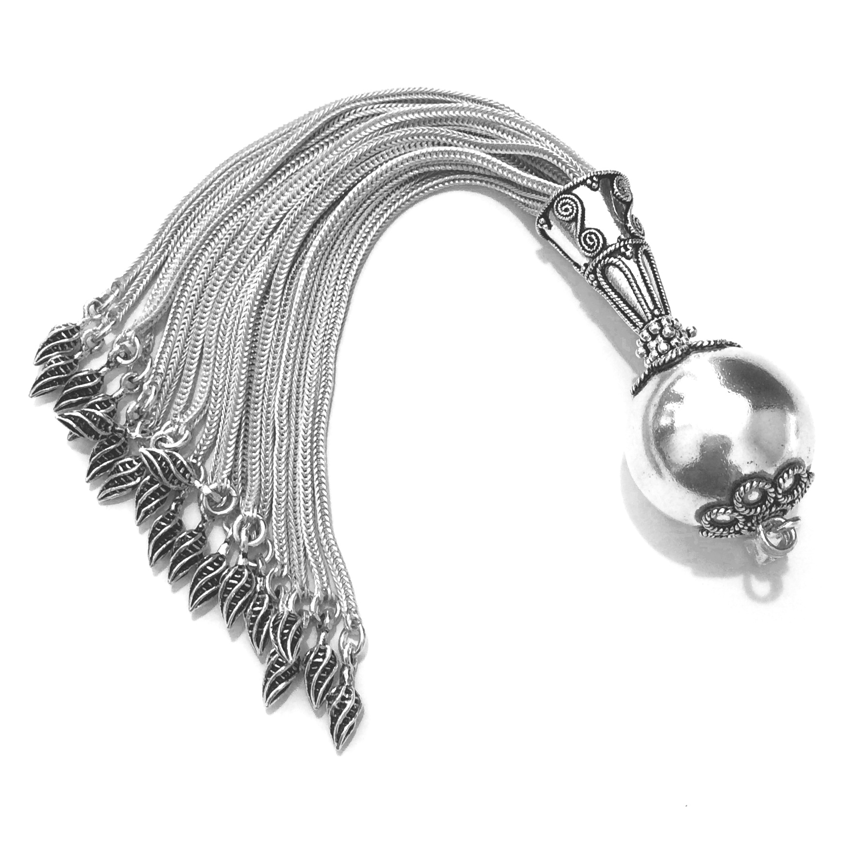 Turkish Sterling Silver Tassel 6 in 15 cm 44 gram ID # 6741 - Click Image to Close