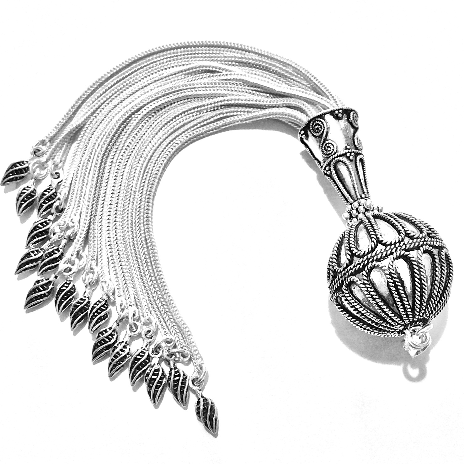 Turkish Sterling Silver Tassel 6 in 15 cm 45 gram ID # 6742 - Click Image to Close
