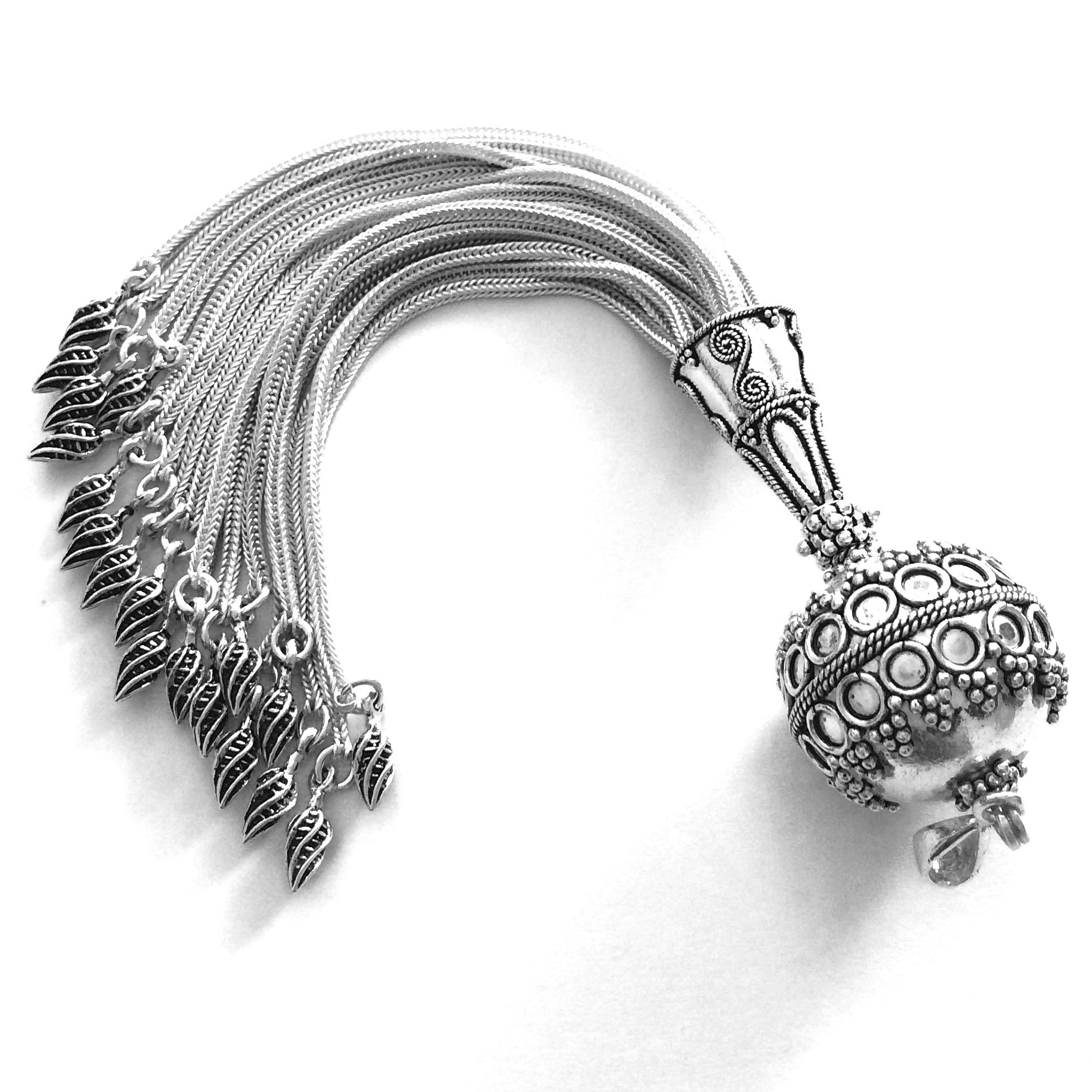 Turkish Sterling Silver Tassel 6 in 15 cm 47 gram ID # 6743 - Click Image to Close