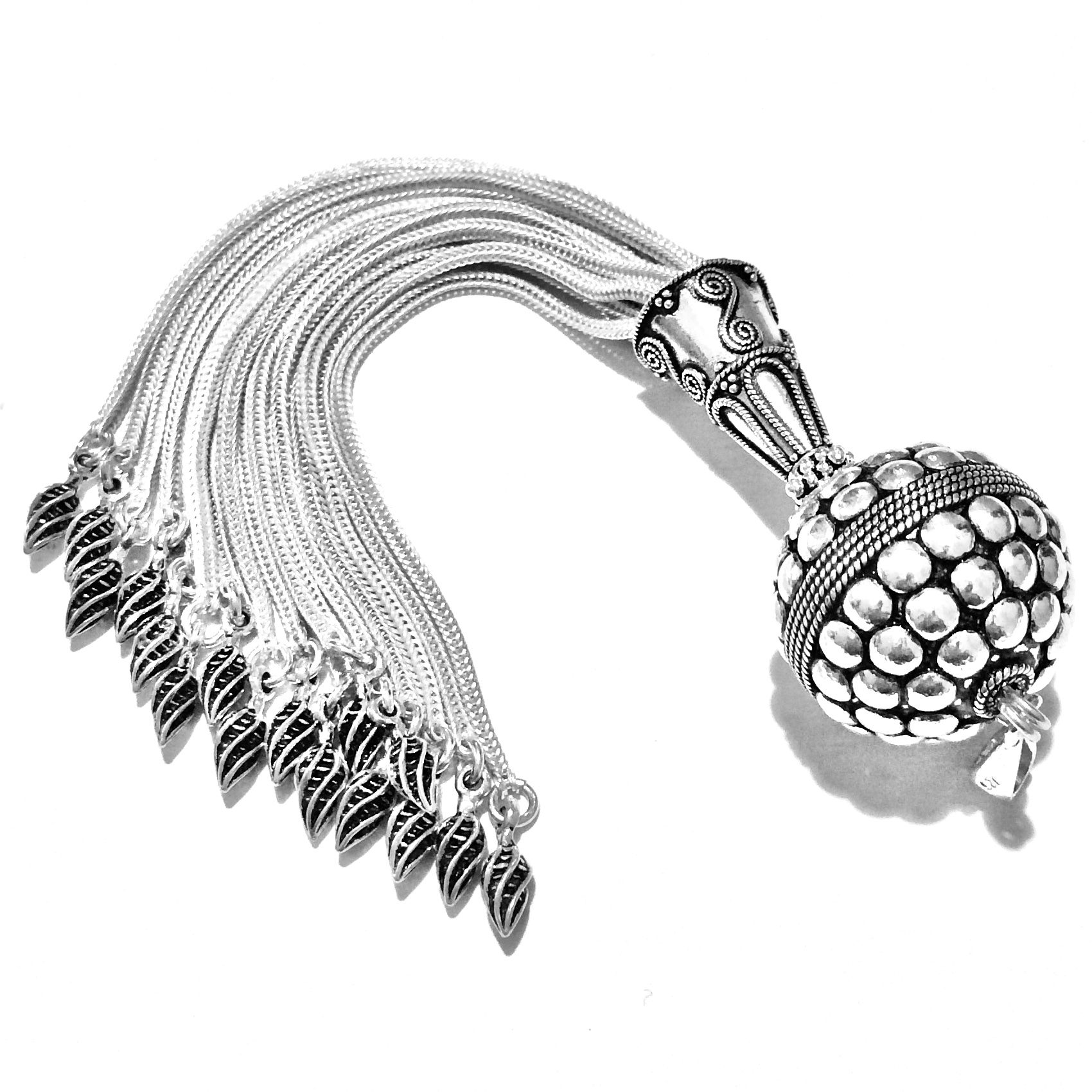 Turkish Sterling Silver Tassel 6 in 15 cm 48 gram ID # 6744 - Click Image to Close