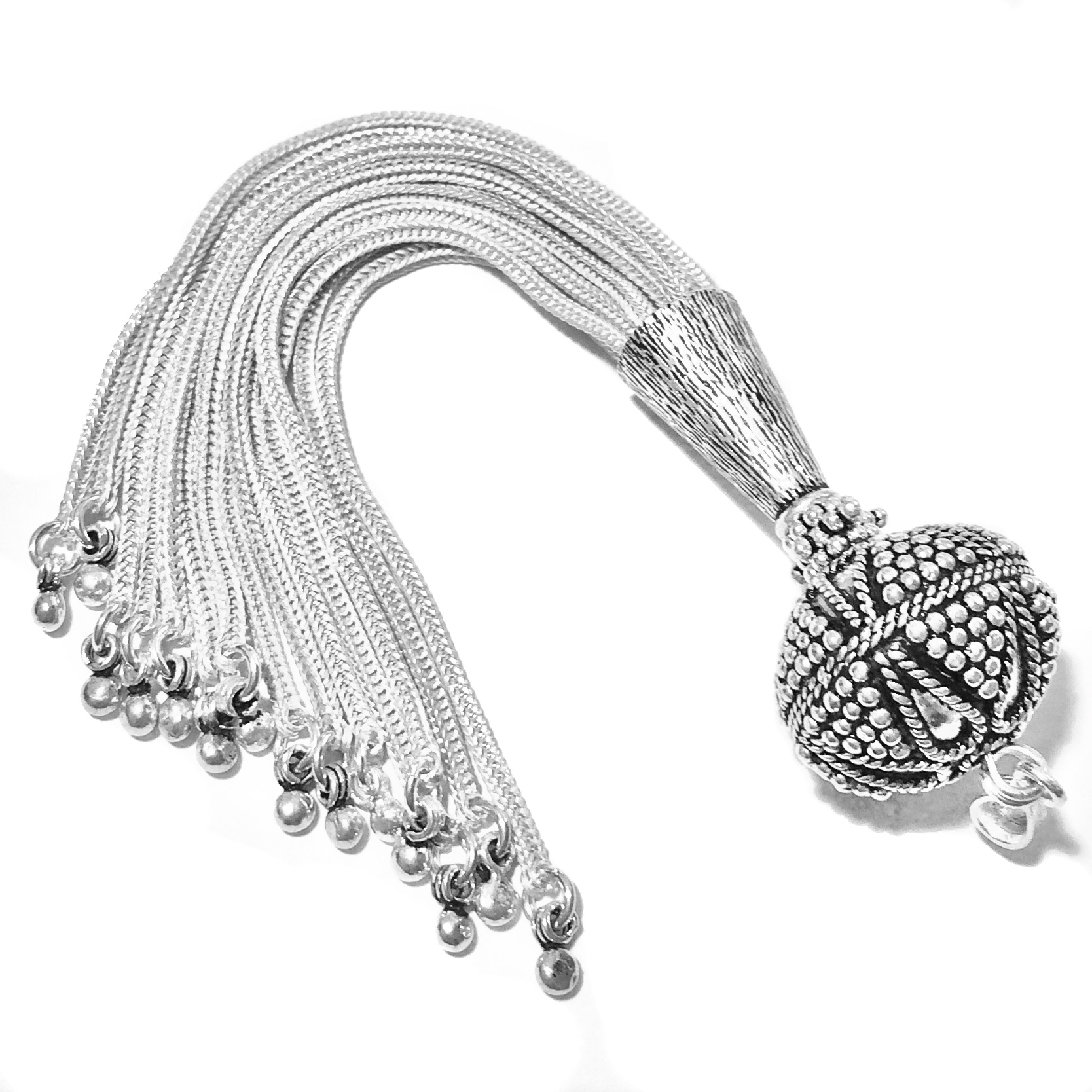 Turkish Sterling Silver Tassel 5 in 13 cm 32 gram ID # 6746 - Click Image to Close