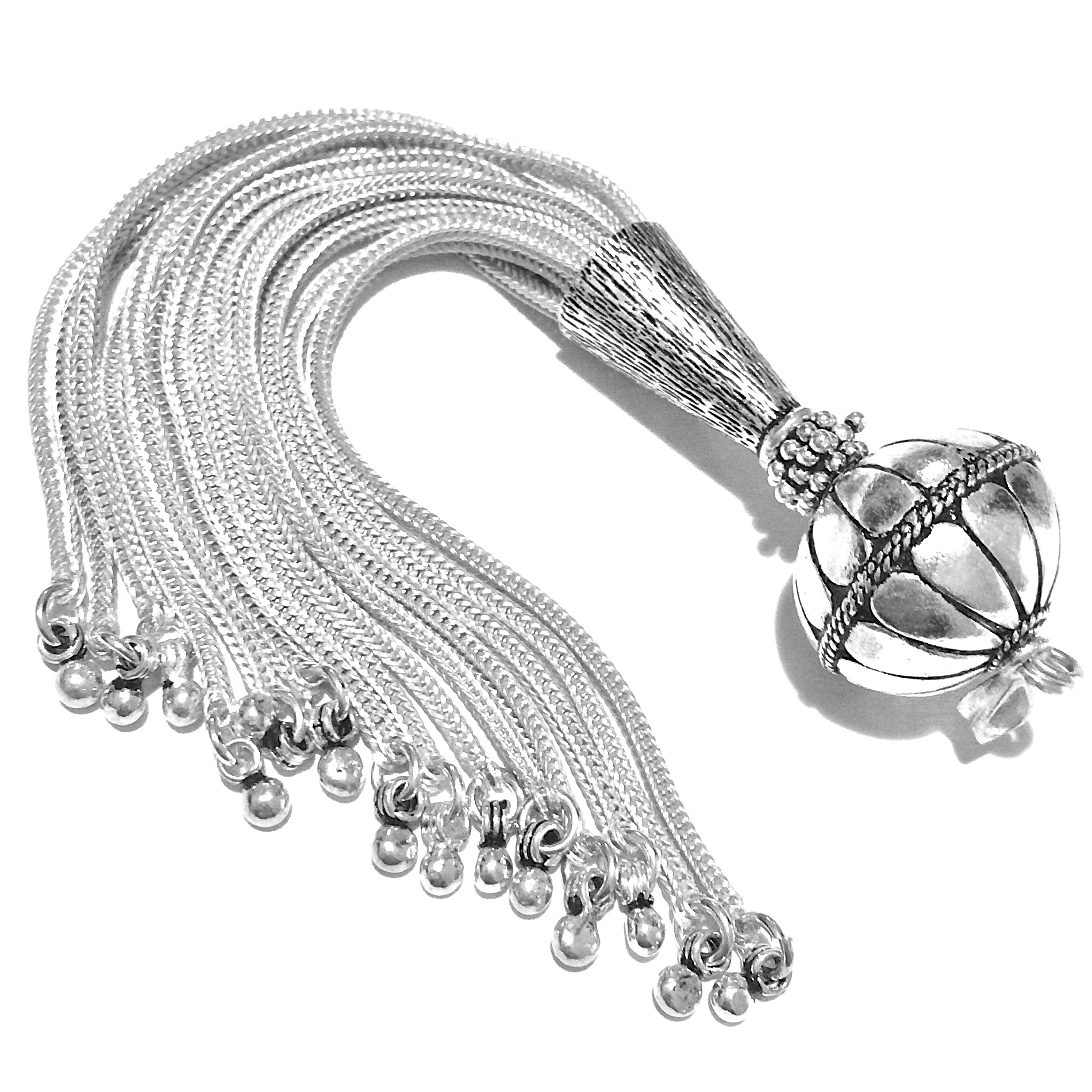 Turkish Sterling Silver Tassel 5 in 13 cm 31 gram ID # 6754 - Click Image to Close