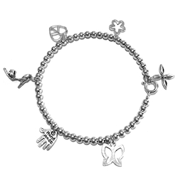 Base bracelet with 4 mm sterling silver beads add your charms ID # 6755 - Click Image to Close