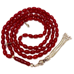Agate Islamic Prayer Beads 99 Tasbih 9 mm oval w/silver ID # 6794 - Click Image to Close