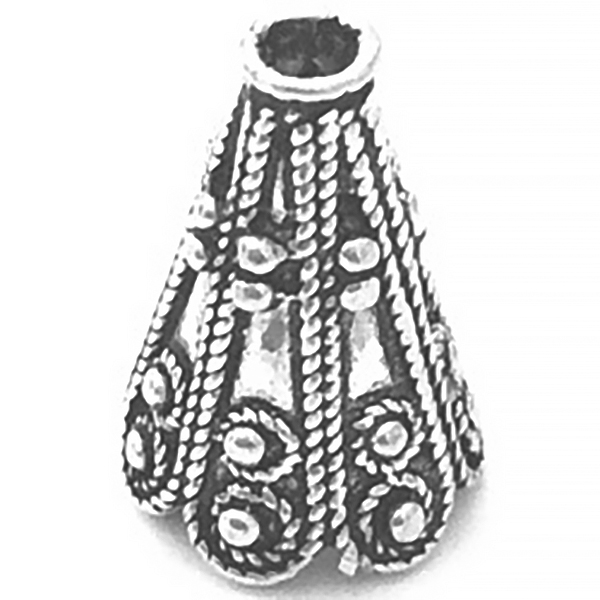Sterling Silver Bead Cap Cone 2 cm 3.7 gram ID # 6842 - Click Image to Close