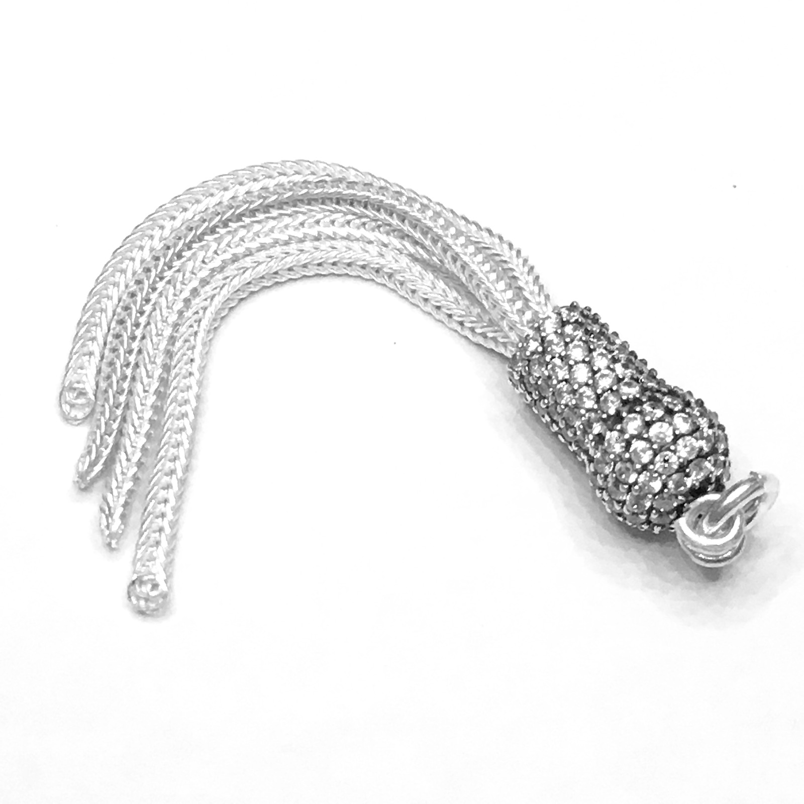 Turkish Sterling Silver CZ Cubic Zirconia Studded Tassel 5.5 cm ID # 6905 - Click Image to Close