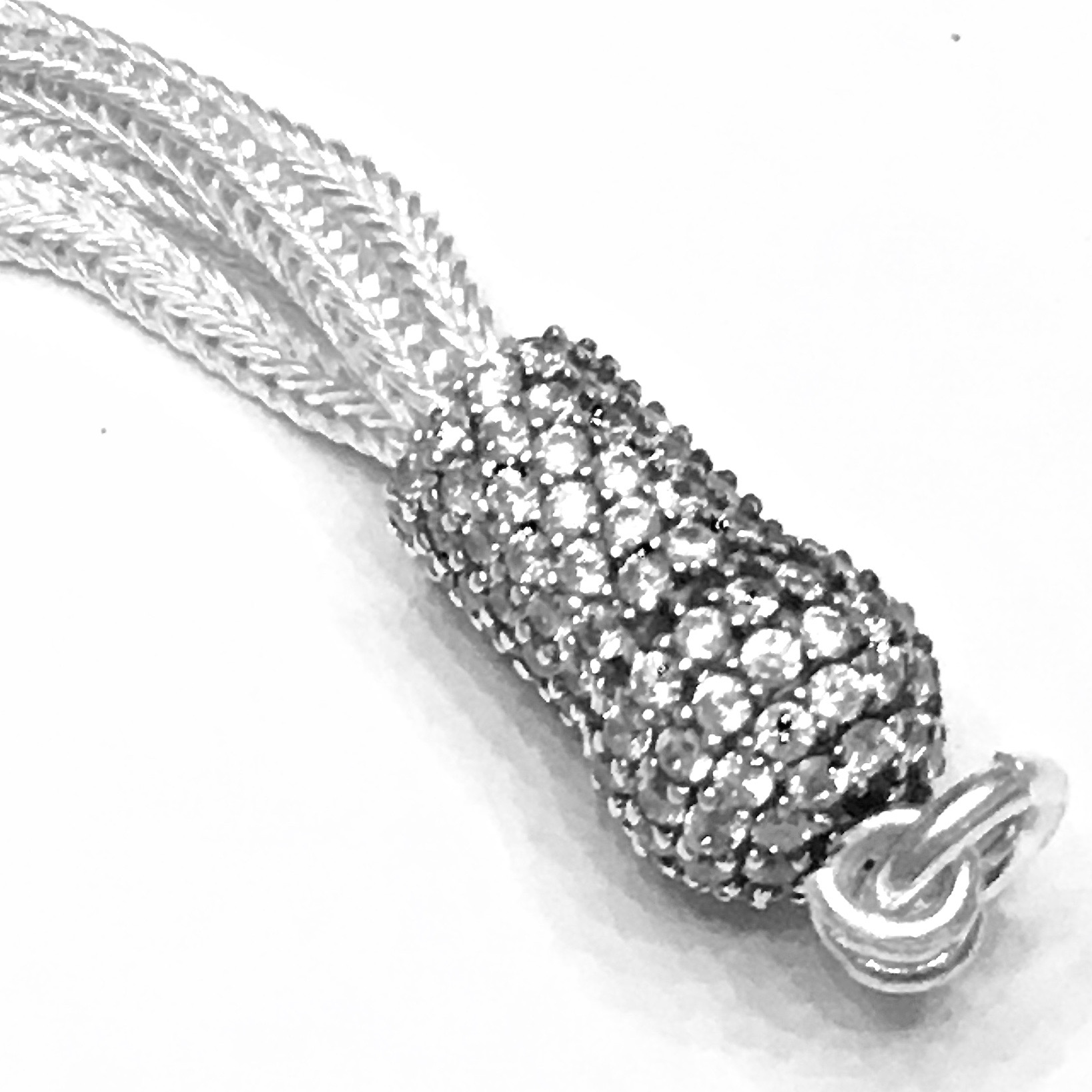 Turkish Sterling Silver CZ Cubic Zirconia Studded Tassel 5.5 cm ID # 6905 - Click Image to Close