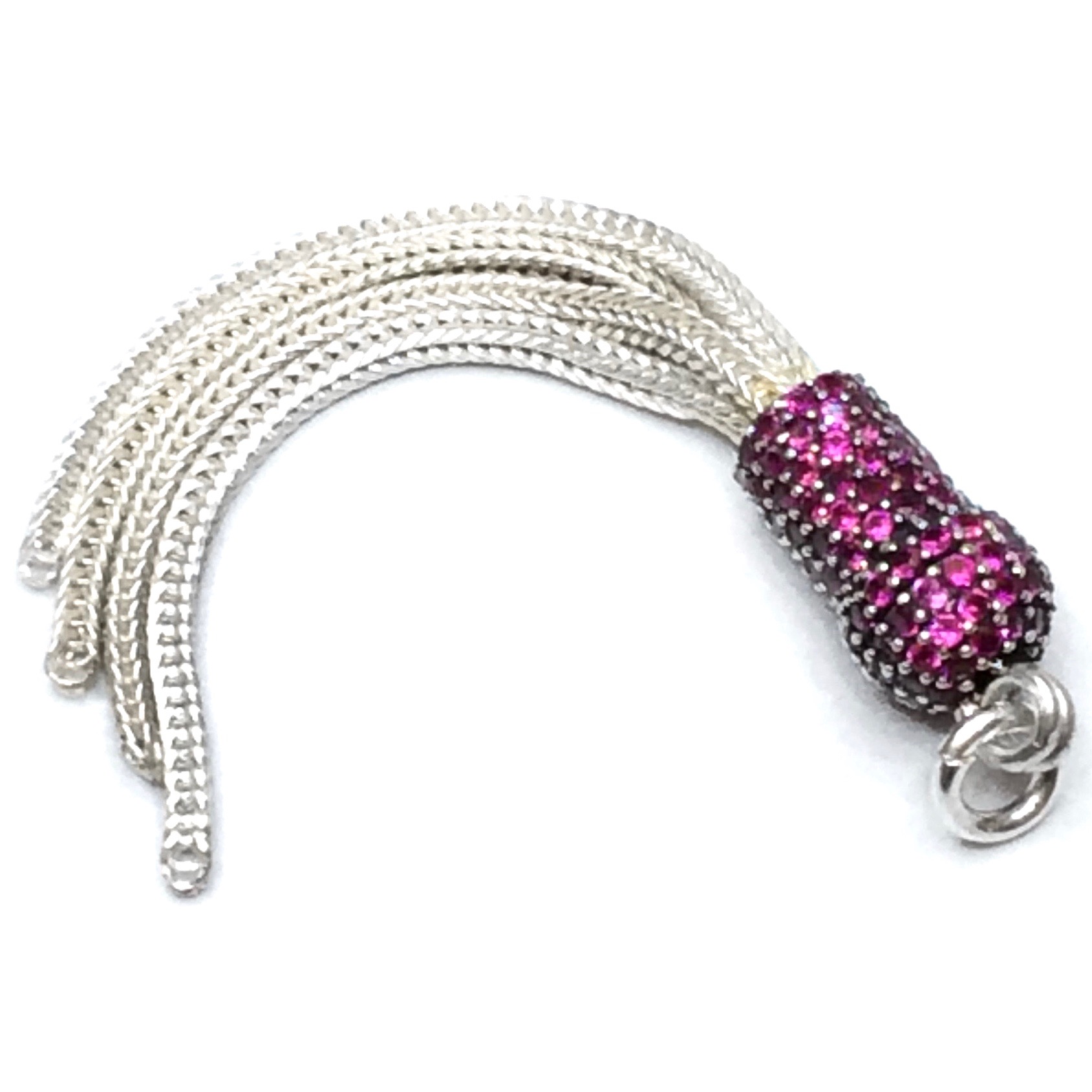 Turkish Sterling Silver CZ Cubic Zirconia Studded Tassel 5.5 cm ID # 6906 - Click Image to Close