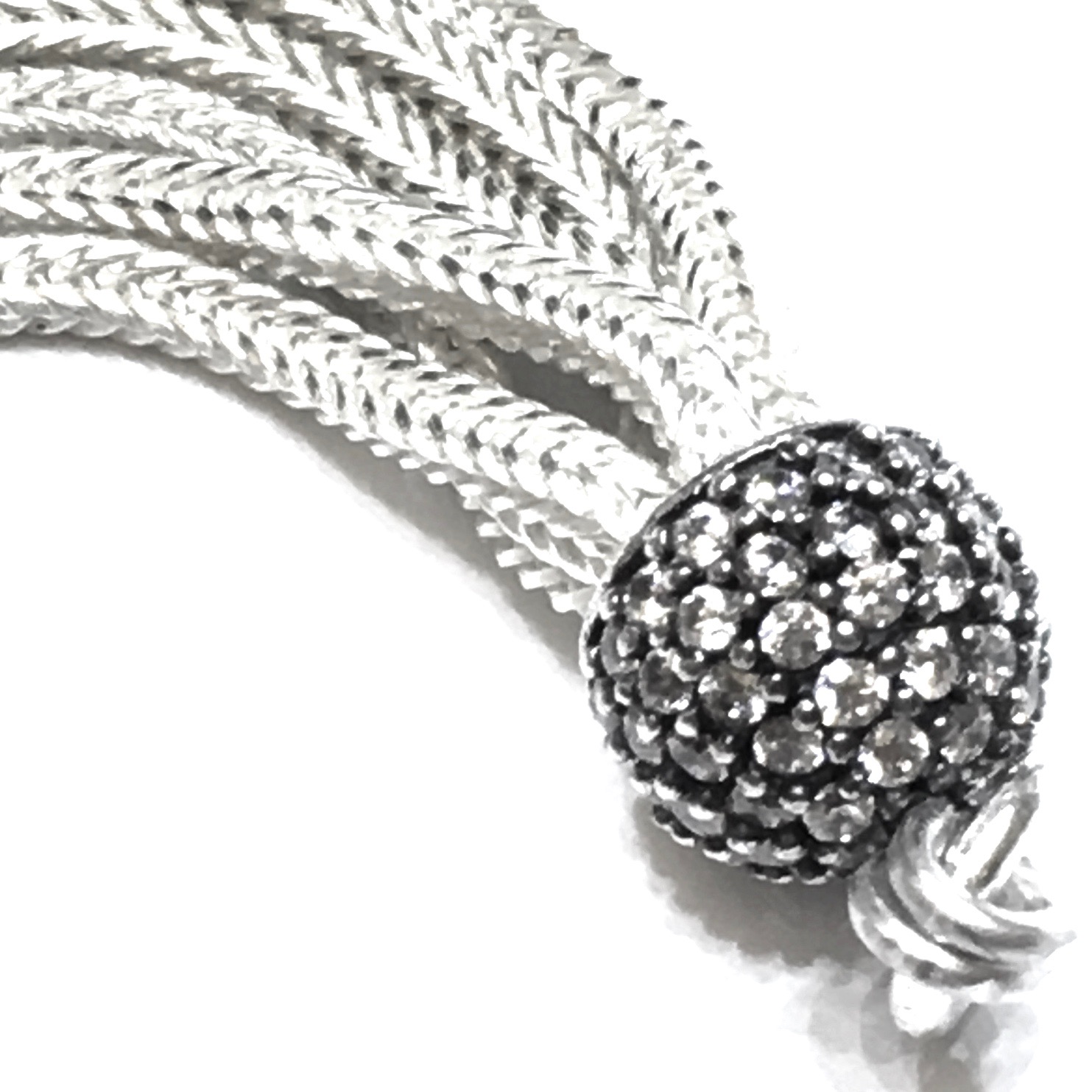 Turkish Sterling Silver CZ Cubic Zirconia Studded Tassel 45 mm ID # 6908 - Click Image to Close