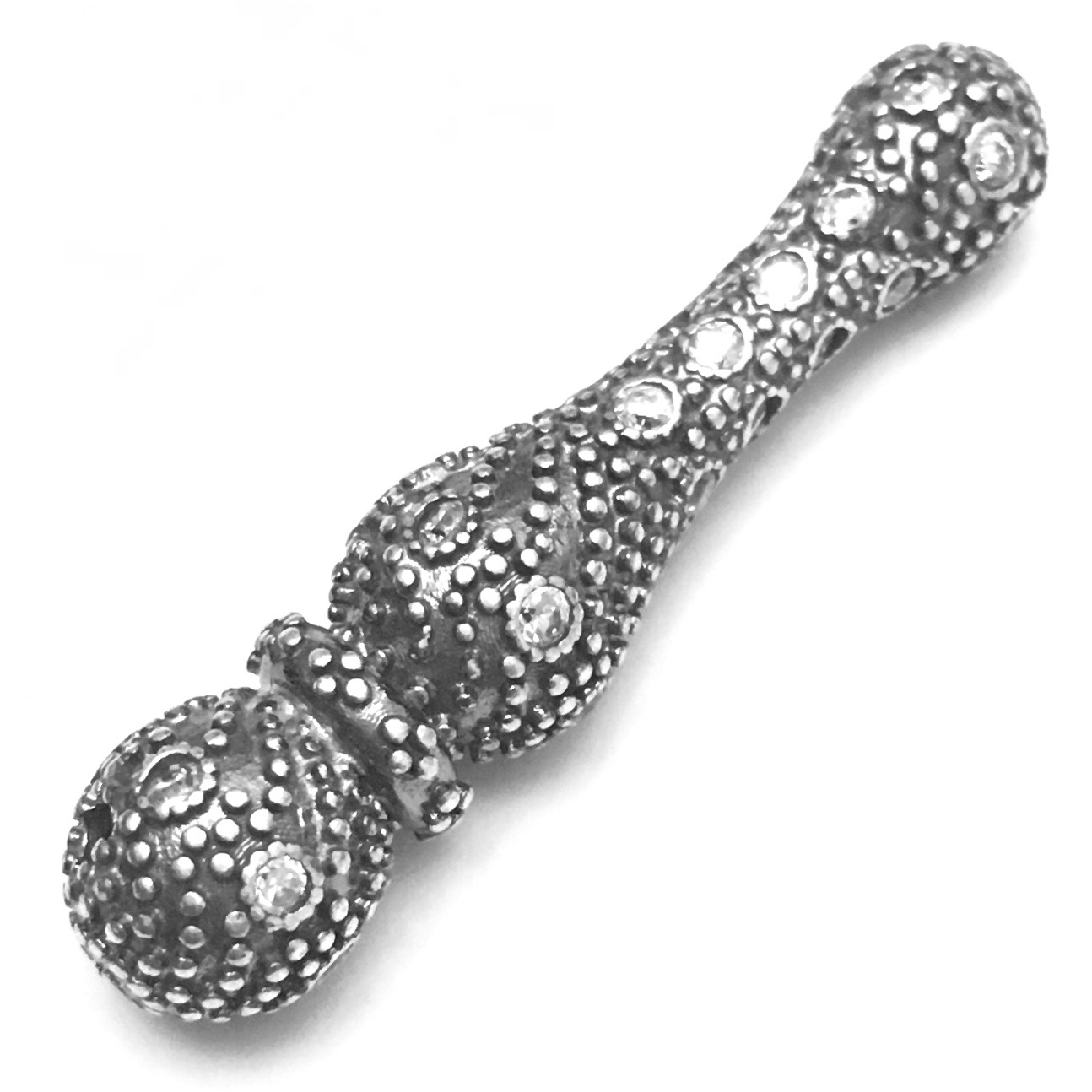Cubic Zirconia studded Silver Imame For Tasbih 4 cm ID # 6924 - Click Image to Close
