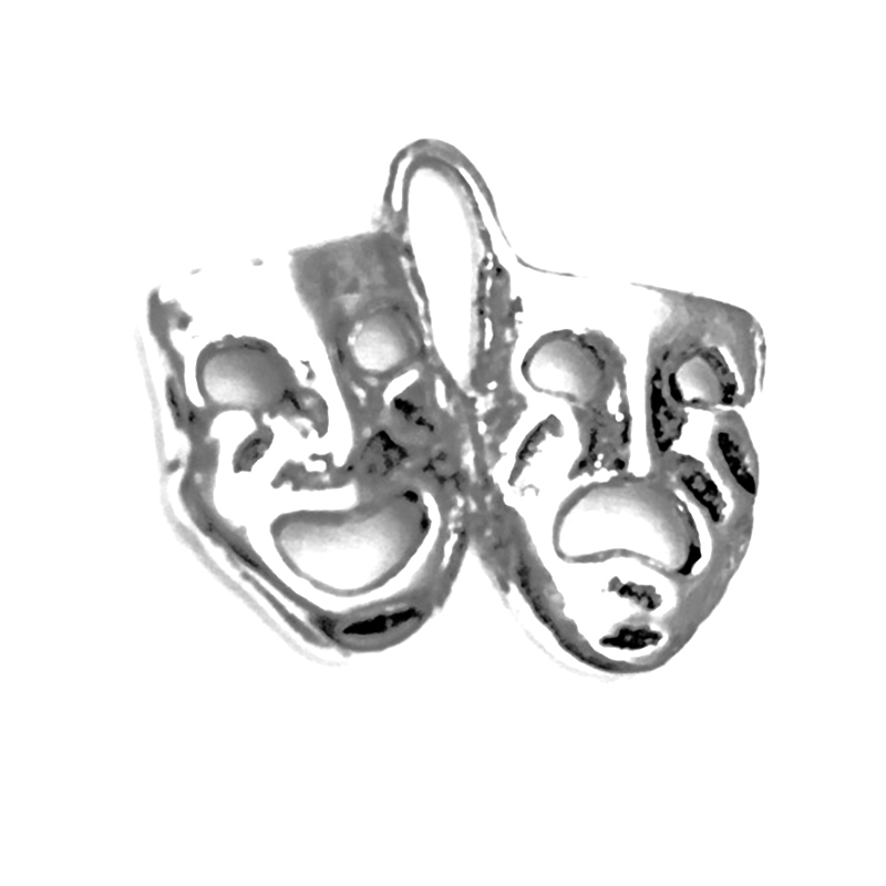 Sterling Silver Charm Pendant Theater Mask 17 mm 1.20 gram ID # 6935 - Click Image to Close
