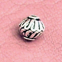 Lot of 2 Sterling Silver Beads Swirl 7 mm 1.2 gram ID # 2973
