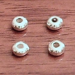 Lot of 4 Sterling Silver Spacer Bead 4 mm 1.2 gram ID # 4491
