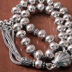 Full Sterling Silver Islamic Prayer Beads Tasbih 34 gram ID # 4541