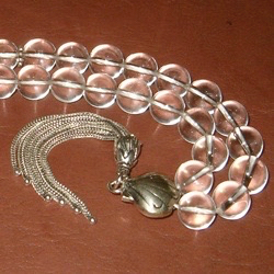 Uncut Najaf Quartz Islamic Prayer Beads Tasbih w/silver ID # 5579
