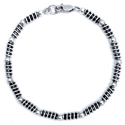 Full Sterling Silver Link Bracelet 12 gram tubular beads ID # 5697