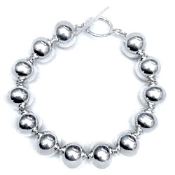 Full Sterling Silver Link Bracelet 36 gram large beads ID # 5701