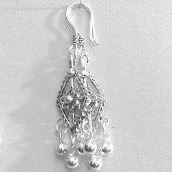 Full Sterling Silver Dangle Earrings 6 cm 7 gram ID # 5893