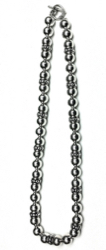 Full Sterling Silver Beaded Necklace 10 mm 65 gram 48 cm ID # 6206