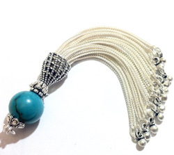 Sterling Silver Tassel with Turquoise Bead 85 mm ID # 6211