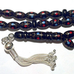 Egyptian Yusr Islamic Prayer Beads Tasbih silver studded ID # 6242