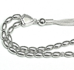 Islamic Prayer Beads Full Silver Tasbih oval 8 mm 19 gram ID # 6263