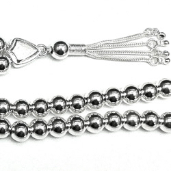 Islamic Prayer Beads Full Silver Tasbih 8 mm 30 gram ID # 6266