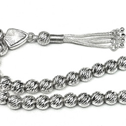 Islamic Prayer Beads Full Silver Tasbih faceted 8 mm 22 gram ID # 6269