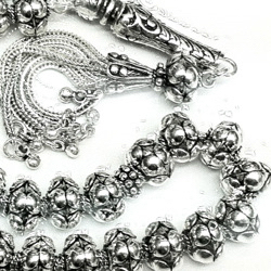 Full Sterling Silver Islamic Prayer Beads Tasbih 10 mm 65 gram ID # 6327