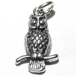 Sterling Silver Charm Pendant Owl 17 mm 1.6 gram ID # 6360