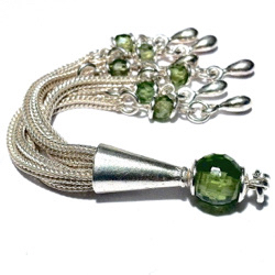 Sterling Silver Tassel with Green Cubic Zirconia 85 mm ID # 6542