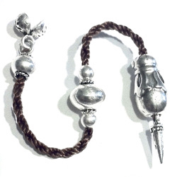 Sterling silver top attachment for tasbih with textile cord 12 cm ID # 6550