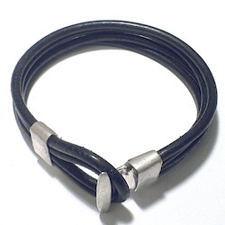 3 mm 4-cord Leather Bracelet with Sterling Silver ID # 6618
