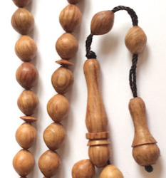 Rare Wood Tasbih Islamic Prayer Beads 10x8 mm w/ ring ID # 6686
